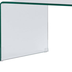 HomeRoots 24" Clear Glass Sled Coffee Table - Contemporary Tempered Glass Design for Modern Living Spaces 554277