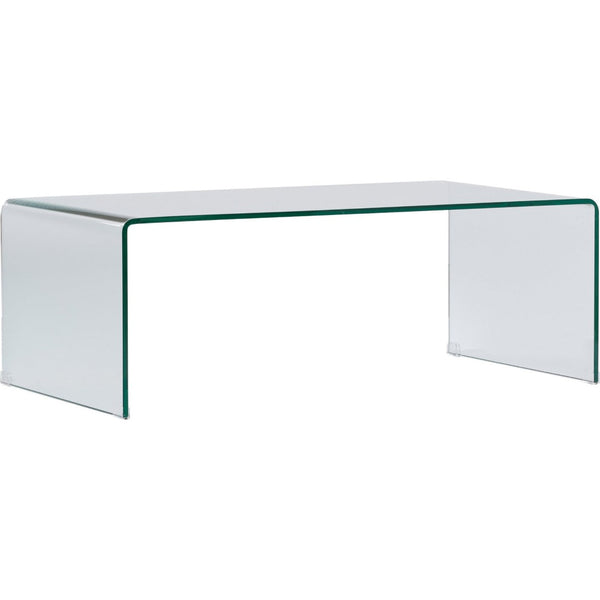 HomeRoots 24" Clear Glass Sled Coffee Table - Contemporary Tempered Glass Design for Modern Living Spaces 554277