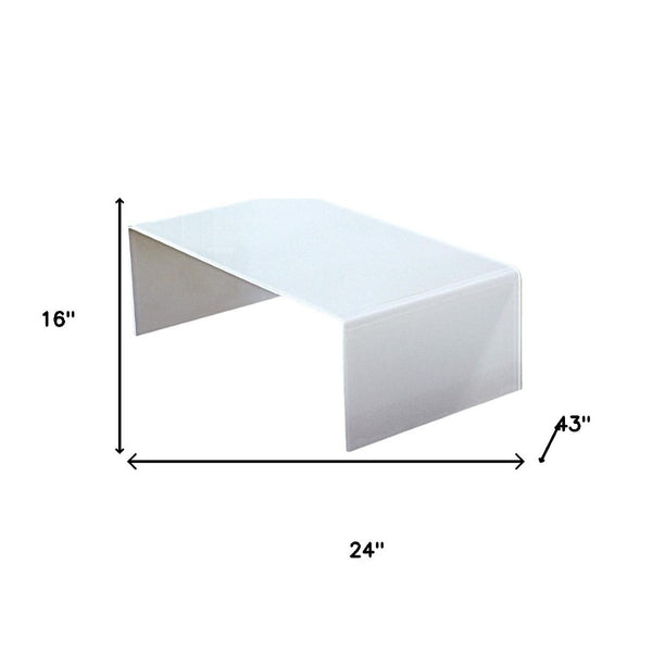 HomeRoots 24" White Glass Sled Coffee Table - Sleek Modern Design with Durable Top for Stylish Living Spaces 554279