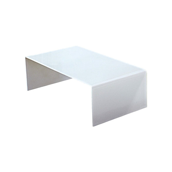 HomeRoots 24" White Glass Sled Coffee Table - Sleek Modern Design with Durable Top for Stylish Living Spaces 554279