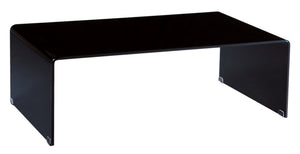HomeRoots 24" Black Glass Sled Coffee Table - Modern Minimalist Design for Stylish Living Rooms & Offices 554280