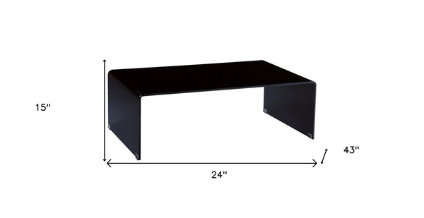HomeRoots 24" Black Glass Sled Coffee Table - Modern Minimalist Design for Stylish Living Rooms & Offices 554280