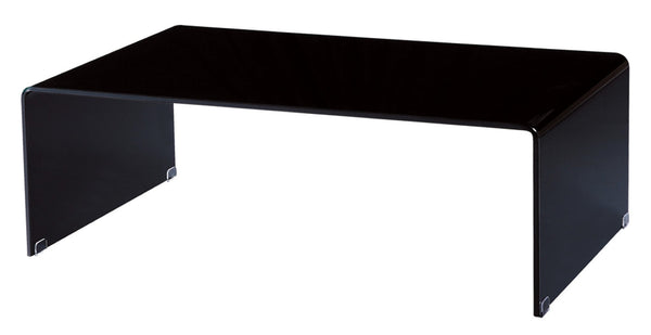 HomeRoots 24" Black Glass Sled Coffee Table - Modern Minimalist Design for Stylish Living Rooms & Offices 554280