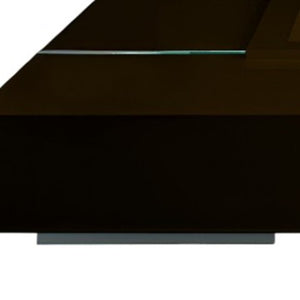 Homeroots 47" Contemporary Dark Brown Square Coffee Table With Clear Glass Legs And Removable Serving Tray   554281