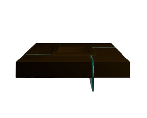HomeRoots 47" Contemporary Espresso Wood and Glass Square Coffee Table with Removable Tray for Versatile Use 554282