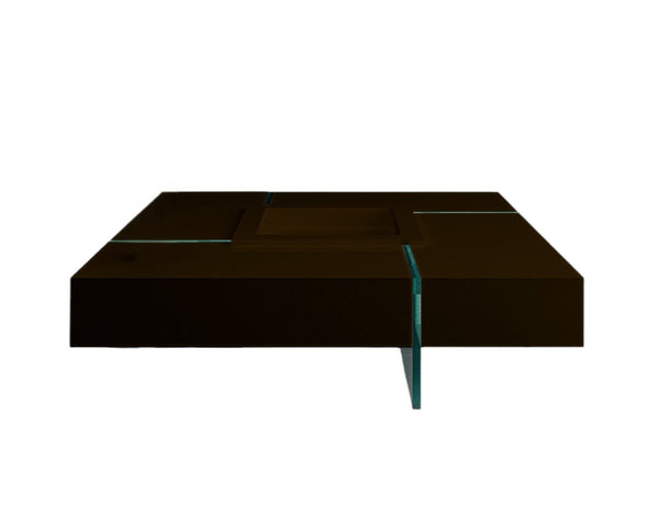HomeRoots 47" Contemporary Espresso Wood and Glass Square Coffee Table with Removable Tray for Versatile Use 554282