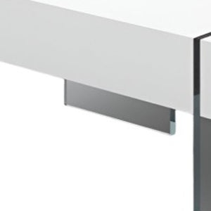 HomeRoots 47" White Square Sled Coffee Table with Clear Glass Base - Versatile, Modern Design for Any Space 554283
