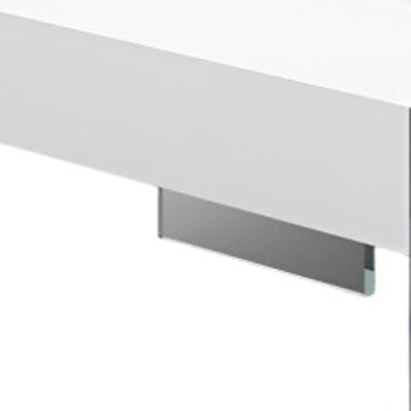 HomeRoots 47" Modern Square Sled Coffee Table with Removable Tray, Clear Glass & White Wood for Stylish Living 554284