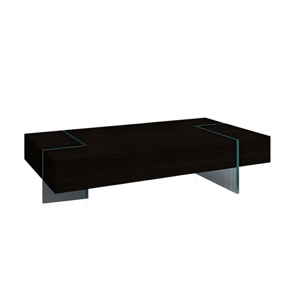 HomeRoots 53" Sleek Black and Glass Sled Coffee Table – Modern Design for Stylish Living Spaces & Versatile Use 554285
