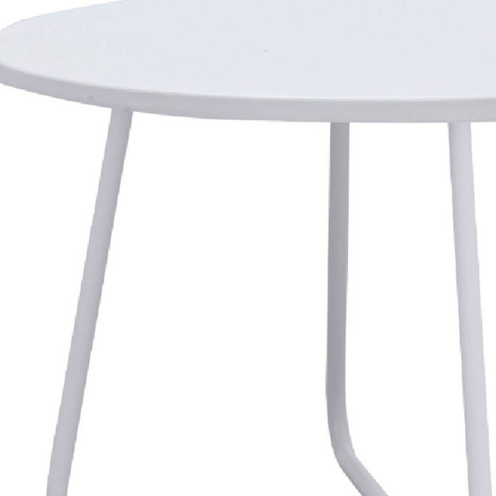HomeRoots 28" Round White Wood and Metal Coffee Table with Cross Legs - Modern Design for Any Space 554287