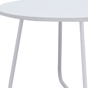 HomeRoots 28" Round White Wood and Metal Coffee Table with Cross Legs - Modern Design for Any Space 554287