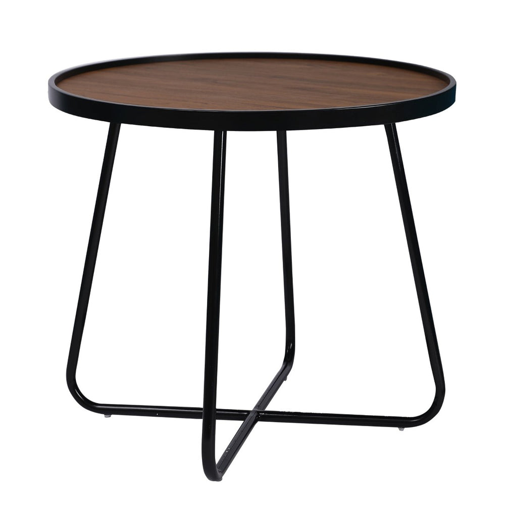 HomeRoots 24" Sleek Black Round Coffee Table with Cross Legs - Modern Industrial Design for Any Space 554288