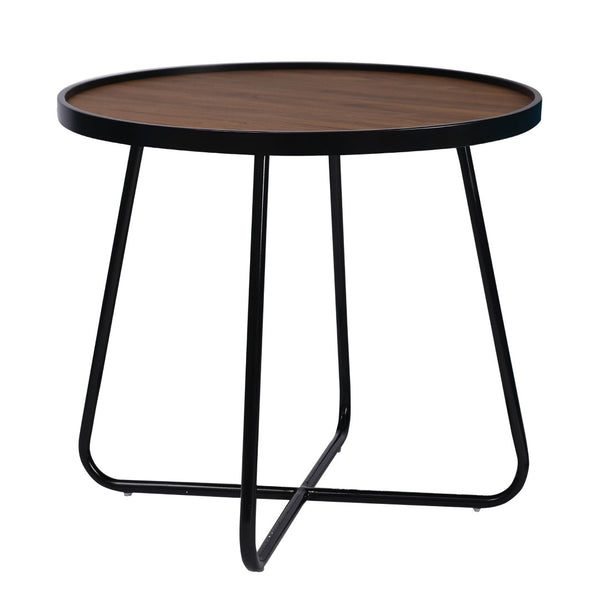 HomeRoots 24" Sleek Black Round Coffee Table with Cross Legs - Modern Industrial Design for Any Space 554288