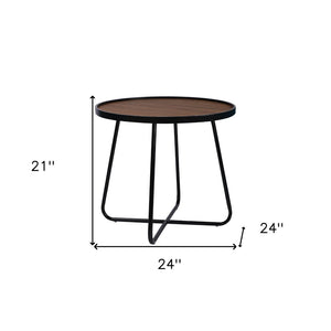 HomeRoots 24" Sleek Black Round Coffee Table with Cross Legs - Modern Industrial Design for Any Space 554288