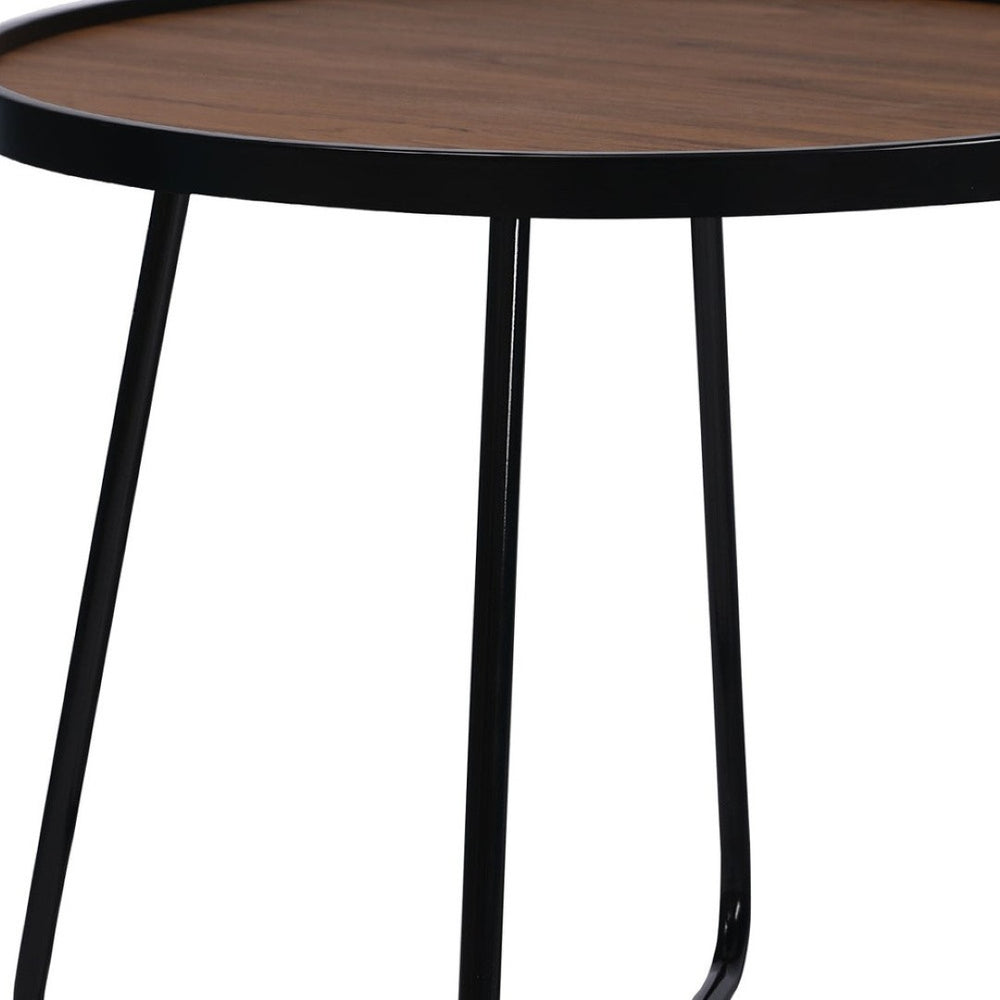 HomeRoots 24" Sleek Black Round Coffee Table with Cross Legs - Modern Industrial Design for Any Space 554288