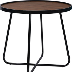 HomeRoots 24" Sleek Black Round Coffee Table with Cross Legs - Modern Industrial Design for Any Space 554288