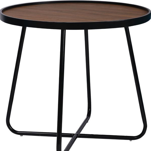 HomeRoots 24" Sleek Black Round Coffee Table with Cross Legs - Modern Industrial Design for Any Space 554288