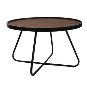Homeroots 28" Stylish Brown And Black Round Coffee Table With Unique Cross Legs - Perfect For Modern Decor   554289