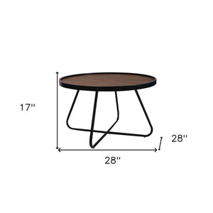 Homeroots 28" Stylish Brown And Black Round Coffee Table With Unique Cross Legs - Perfect For Modern Decor   554289