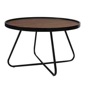 Homeroots 28" Stylish Brown And Black Round Coffee Table With Unique Cross Legs - Perfect For Modern Decor   554289