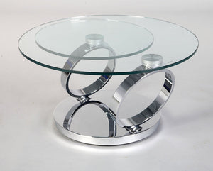 HomeRoots 32" Clear Glass Coffee Table with Silver Metal Base - Modern Round Design for Versatile Spaces 554290
