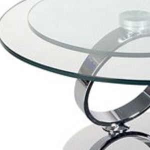 HomeRoots 32" Clear Glass Coffee Table with Silver Metal Base - Modern Round Design for Versatile Spaces 554290