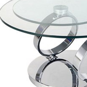 HomeRoots 32" Clear Glass Coffee Table with Silver Metal Base - Modern Round Design for Versatile Spaces 554290