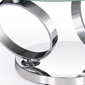 Homeroots 32" Stylish White And Silver Ceramic Tile Round Coffee Table - Modern Design For Your Living Room   554292