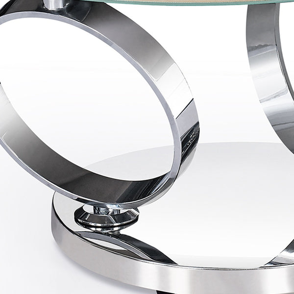 Homeroots 32" Stylish White And Silver Ceramic Tile Round Coffee Table - Modern Design For Your Living Room   554292