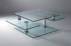 Homeroots 32" Clear And Silver Glass Metal Coffee Table With 3 Shelves – Stylish, Durable, Contemporary Design   554293