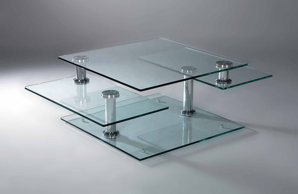 Homeroots 32" Clear And Silver Glass Metal Coffee Table With 3 Shelves – Stylish, Durable, Contemporary Design   554293