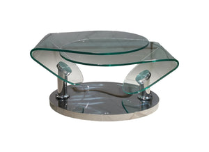 HomeRoots 30" Contemporary Oval Glass & Silver Metal Coffee Table – Stylish Centerpiece for Any Space 554294