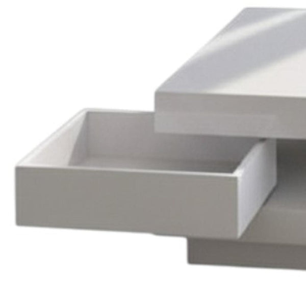HomeRoots 32" White Wood Square Coffee Table - Modern Design with 2 Drawers for Stylish Storage & Functionality 554298