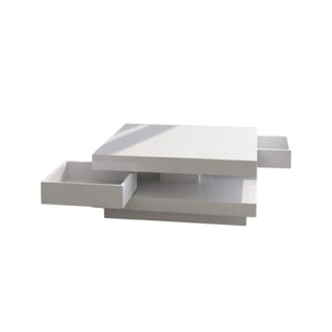 HomeRoots 32" White Wood Square Coffee Table - Modern Design with 2 Drawers for Stylish Storage & Functionality 554298