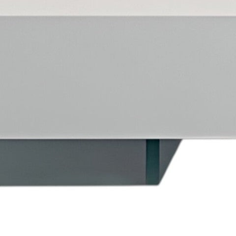 Homeroots 53" Contemporary White & Clear Wood And Glass Sled Coffee Table - Stylish Living Room Accent Piece   554301