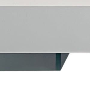 Homeroots 53" Contemporary White & Clear Wood And Glass Sled Coffee Table - Stylish Living Room Accent Piece   554301