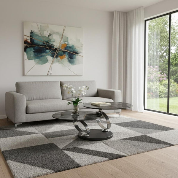 HomeRoots 32" Modern Round Coffee Table with Black Ceramic Tile Top and Sturdy Metal Base for Any Space 554303
