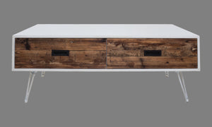 Homeroots 48" Modern Brown And White Wood & Metal Coffee Table With Two Drawers For Stylish Living Rooms   554304