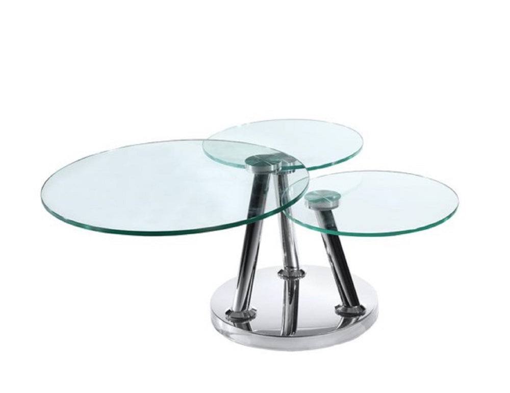 HomeRoots 32" Elegant Round Glass and Metal Coffee Table - Modern Accent for Living Room or Office Décor 554307