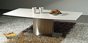 HomeRoots 28" White Marble Coffee Table with Silver Metal Base – Elegant Centerpiece for Modern Living Spaces 554308