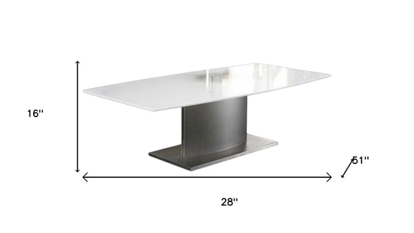 HomeRoots 28" White Marble Coffee Table with Silver Metal Base – Elegant Centerpiece for Modern Living Spaces 554308