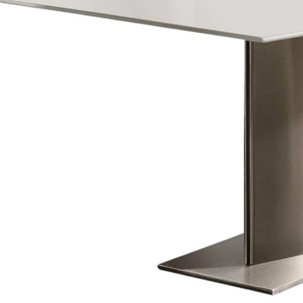 HomeRoots 28" White Marble Coffee Table with Silver Metal Base – Elegant Centerpiece for Modern Living Spaces 554308