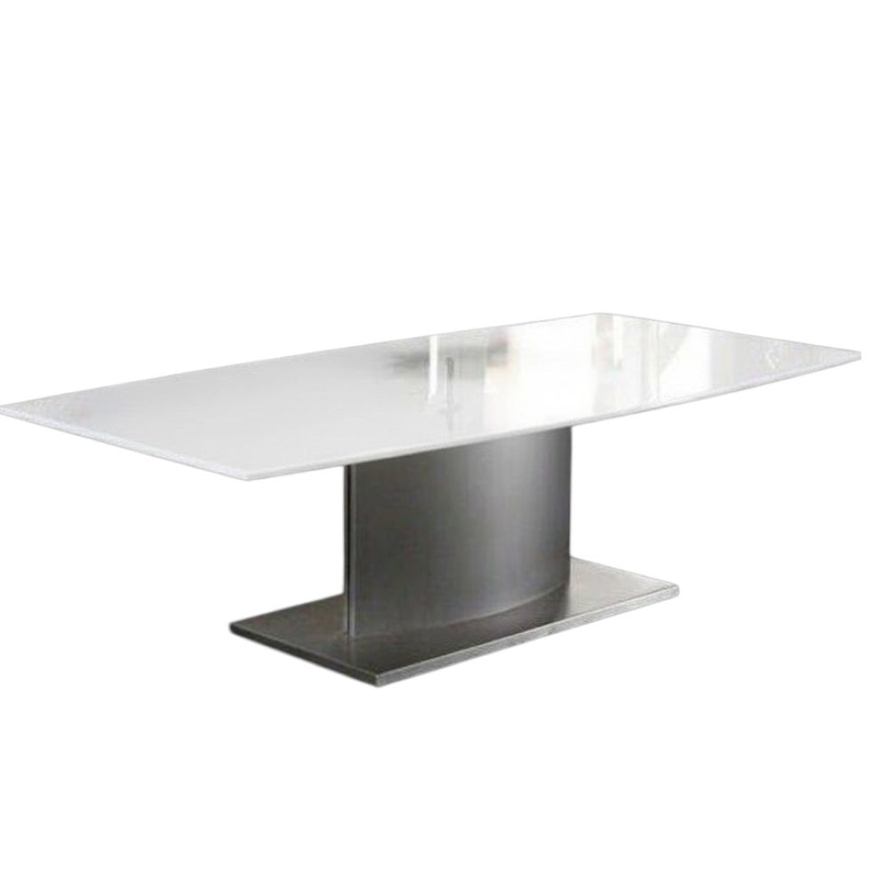 HomeRoots 28" White Marble Coffee Table with Silver Metal Base – Elegant Centerpiece for Modern Living Spaces 554308