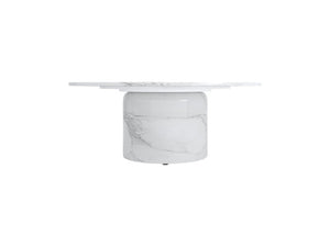 Homeroots 35" White Genuine Marble & Wood Round Pedestal Coffee Table - Modern Design For Stylish Living Spaces   554310