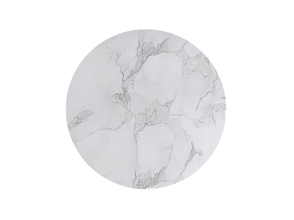 Homeroots 35" White Genuine Marble & Wood Round Pedestal Coffee Table - Modern Design For Stylish Living Spaces   554310