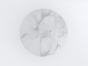 Homeroots 35" White Genuine Marble & Wood Round Pedestal Coffee Table - Modern Design For Stylish Living Spaces   554310