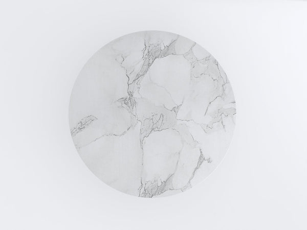 Homeroots 35" White Genuine Marble & Wood Round Pedestal Coffee Table - Modern Design For Stylish Living Spaces   554310