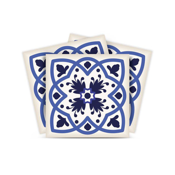 Homeroots 12" Blue And White Mosaic Peel And Stick Tiles - Easy Removable Décor For Stylish Home Makeovers 12" X 12" Vinyl 554314