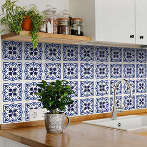 Homeroots 12" Blue And White Mosaic Peel And Stick Tiles - Easy Removable Décor For Stylish Home Makeovers 12" X 12" Vinyl 554314