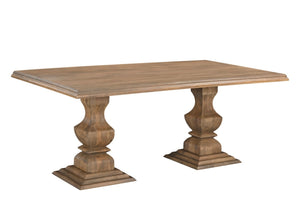 HomeRoots 75" Brown Solid Wood Double Pedestal Dining Table - Elegant Mango Wood Design for Timeless Gatherings 554332